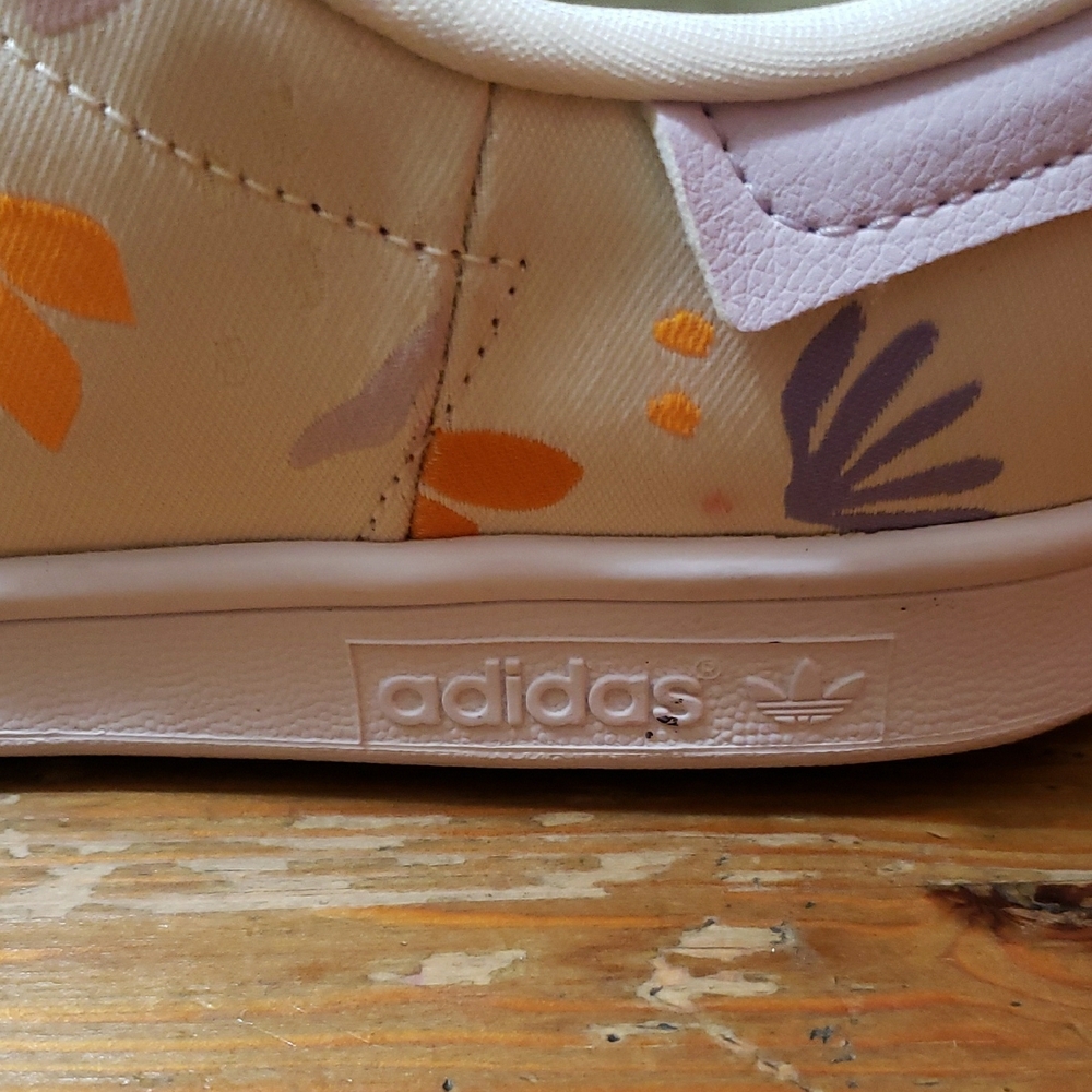 adidas Cream and Orange Sneakers with Leather Finish